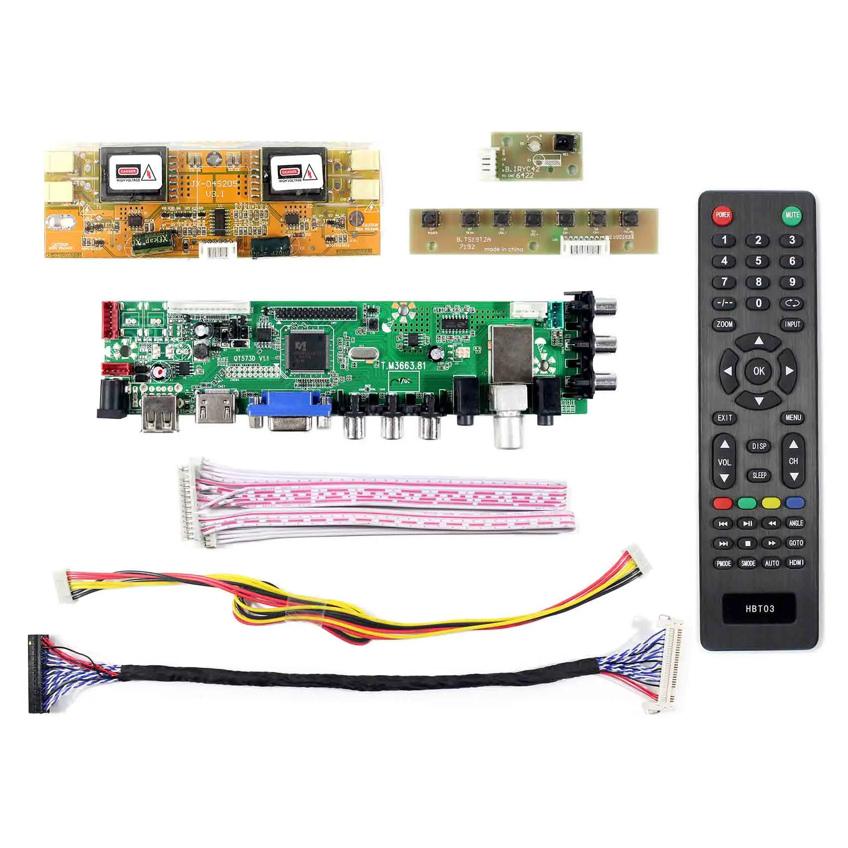 HD MI VGA AV USB ATV DTV Controller Board work for 4 CCFL 30Pin LVDS Signal 1680x1050 panel: M201EW02 M220EW01 LTM220M1 LTM220M2