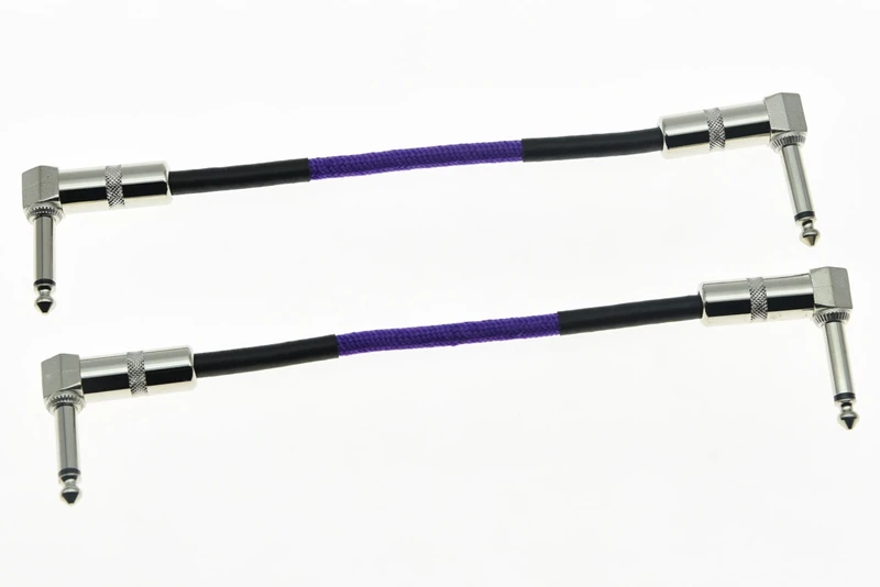 KAISH 2pcs Purple Right Angle 20cm Mono Guitar Effect Pedal Cable Effects Patch Cord