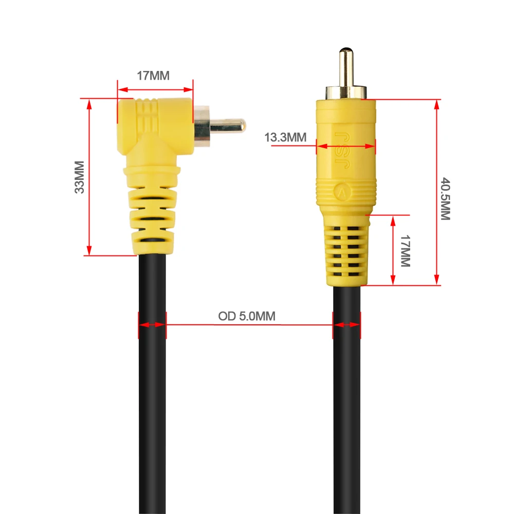 HIFI RCA Cable Right Angle SPDIF 5.1 Male to Male Coaxial Digital Audio Video AV Speaker Cable 75ohm Subwoofer Cord