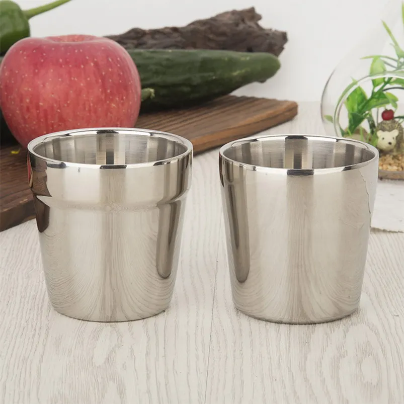 Stainless Steel Tea Cup Coffee Mugs Double Layer Wine Cup Scald-proof Tea Mug Stainless Steel Cup Drinkware Kitchen Tool