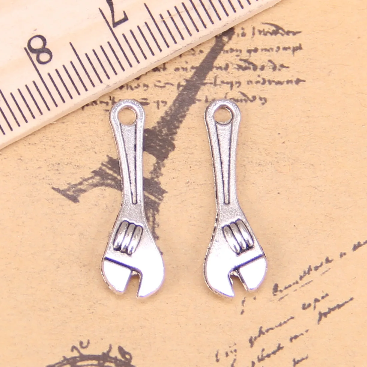 126pcs Jewelry Charms spanner wrench tool 24x7mm Antique Silver Plated Pendants Making DIY Handmade Tibetan Silver Jewelry