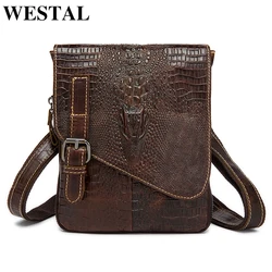 WESTAL Genuine Leather Travel Waist Pack Fanny Pack Men Leather Belt Waist Bags Phone Pouch Small Chest Messenger for Man 8000