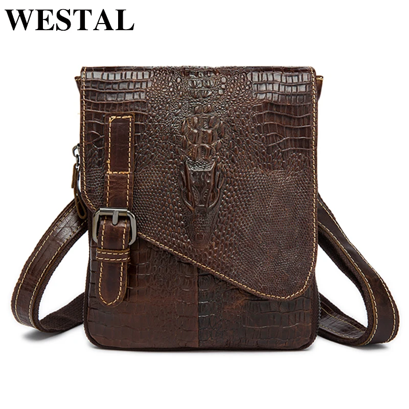 WESTAL genuine leather Travel Waist Pack Fanny Pack men Leather Belt Waist bags phone pouch small chest messenger for man 8000