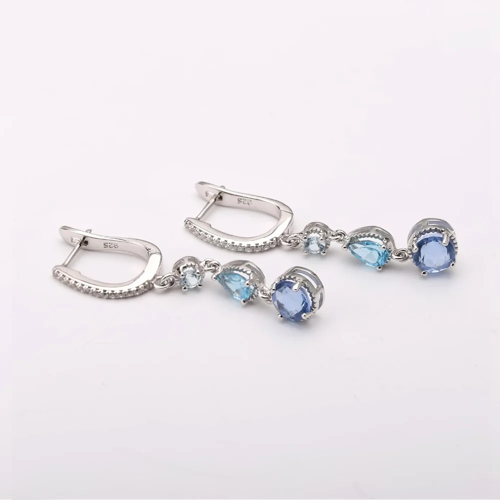 GEM\'S BALLET Natural  Color-Change Fluorite Mix Gemstone Drop Earrings 100% Genuine 925 sterling silver Fine Jewelry For Women