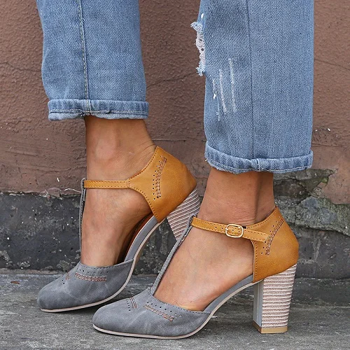 Women new fashion Platform Sandals Buckle High Heel Sandals Women Summer Shoes Square Heel Gladiator Sandals image 4