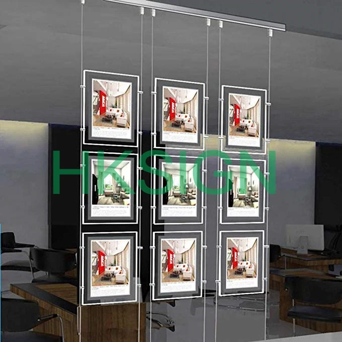 A4 Portrait Real Estate Window Hanging Display Office Led Acrylic Magnetic Photo Frame Light Box Sign Holder (3pcs A4 a column)