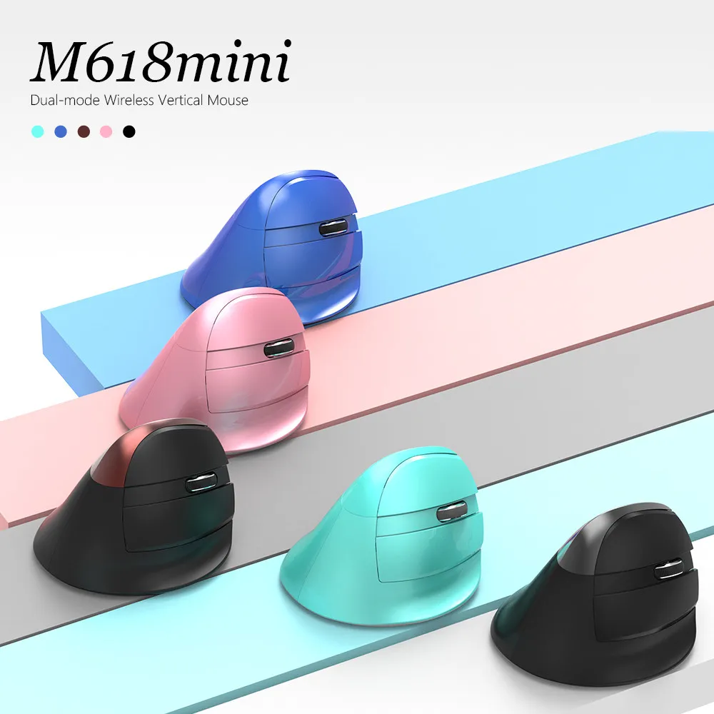 Delux M618Mini Ergonomic Wireless Vertical Mouse Bluetooth 2.4GHz Rechargeable Battery Mice RGB For Wrist and Hand Strain