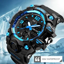 SKMEI Brand Men's Sport Watches S Shock Men Stopwatch Digital Watch Dual Time Display Wristwatch Waterproof Clock Relojes Hombre