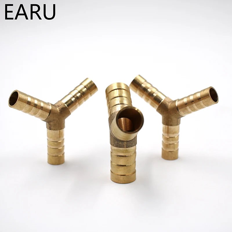 6-12mm BRASS Y type Hose Joiner Piece 3 WAY Fuel Water Air Pipe TEE CONNECTOR Pneumatic Connect Plug Socket for Air Gas Oil