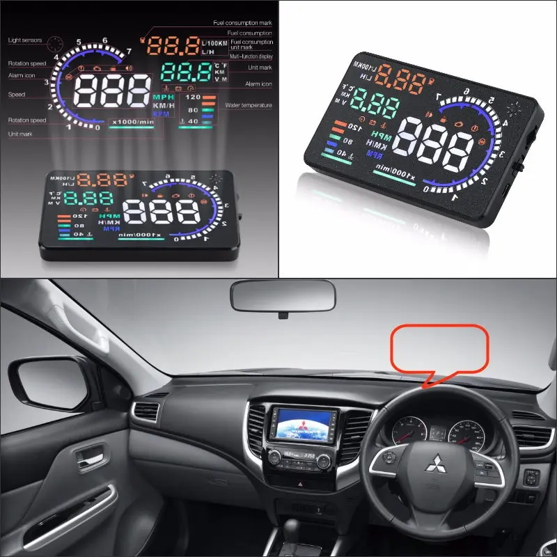 

For Mitsubishi Mirage/Triton/L200 2010-2019 Car Accessories HUD Head Up Display Driving Screen Projector Reflecting Windshield