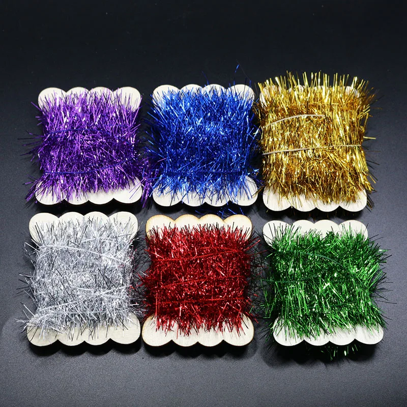 Royal Sissi 6Colors 4cmwide fly tying cactus Tinsel Chenille yarn Flash flashabou floss strips saltwater bass fly tying material