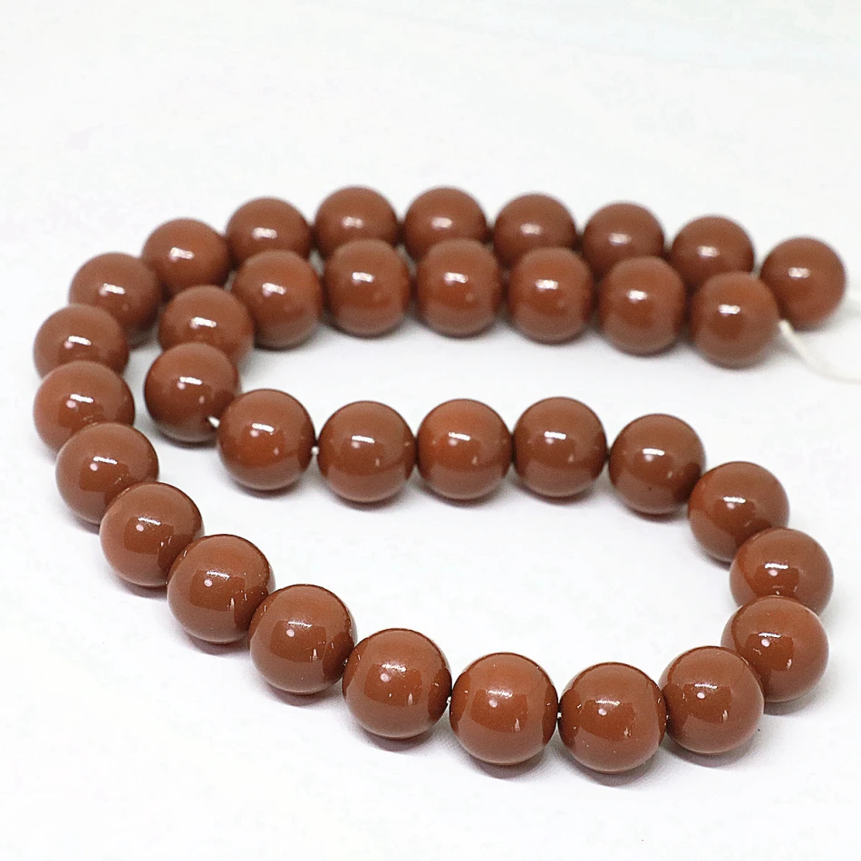 Fashion candy color chocolate baking paint glass round loose beads 4,6,8,10,12,14mm hot sale elegant women jewelry 15inch B1625