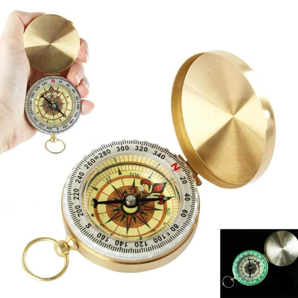 

Compass New Outdoor Camping Hiking Portable Pocket Brass Gold Color Copper Compass Navigation with Noctilucence Display