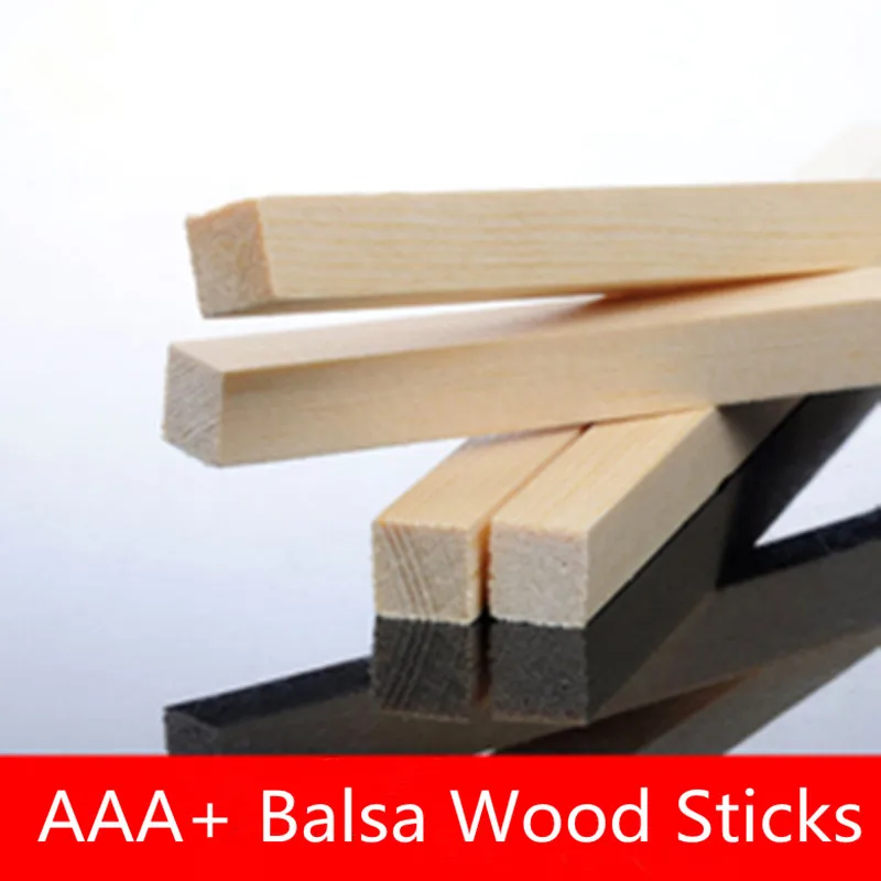 50 pcs/lot 300x1.5x1.5/2X2/3X3/4X4/5x5/6x6mm Square long wooden bar AAA+ Balsa Wood Sticks Strips for RC plane boat model DIY