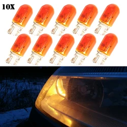 10x T10 Halogen Bulb W5W Amber/Orange Color 12V 3W 194 158 Side Parking Position Car Lights Source Instrument Halogen Lamp