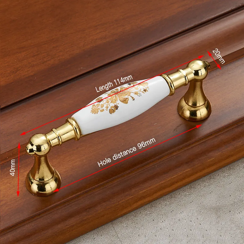 KAK Gold Blume Keramik Kabinett Griffe Zink-legierung Schublade knöpfe Schrank Tür Griffe Mode Europäischen Möbel Griff Hardware