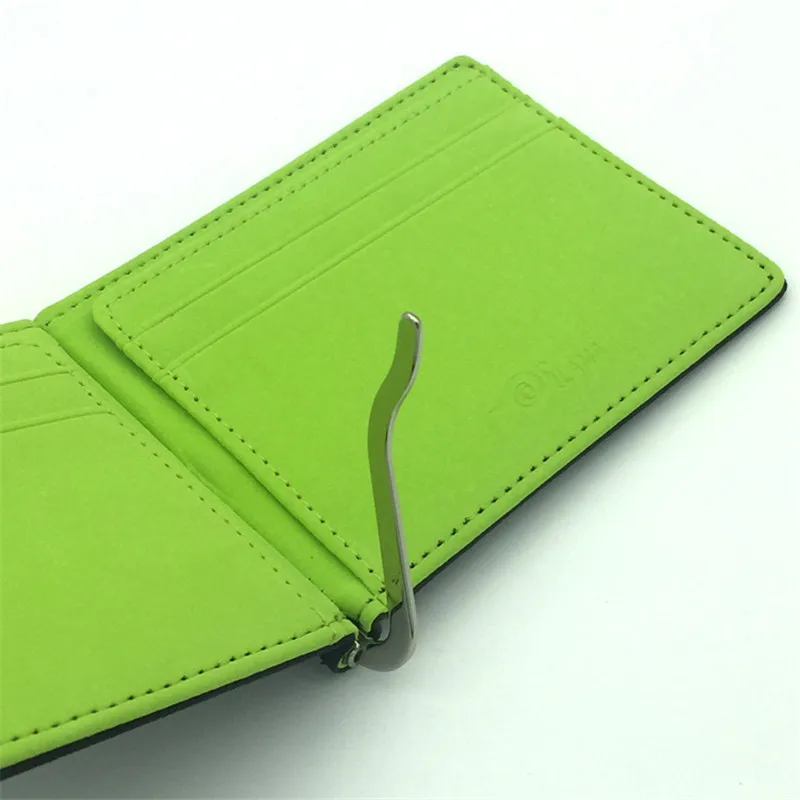New Brand Leather Men\'s Money Clip Wallets Solid Metal Clamp Cash Holder Slim Purse For Women Man Billfold Credit Card Case