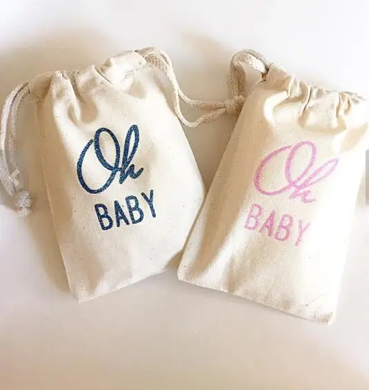 gold Oh Baby wedding Hangover Kit jewelry favor muslin Bags Bachelorette hen bridal shower Champagne Party gift bag