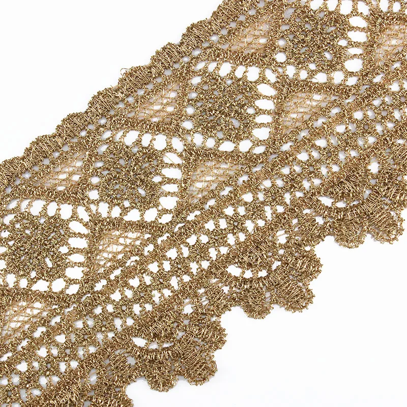 

10yard Vintage Gold Metallic Embroidered Lace Crochet Trim Motif Cord Applique Lace Venice Sewing Accessories For Costume T1502