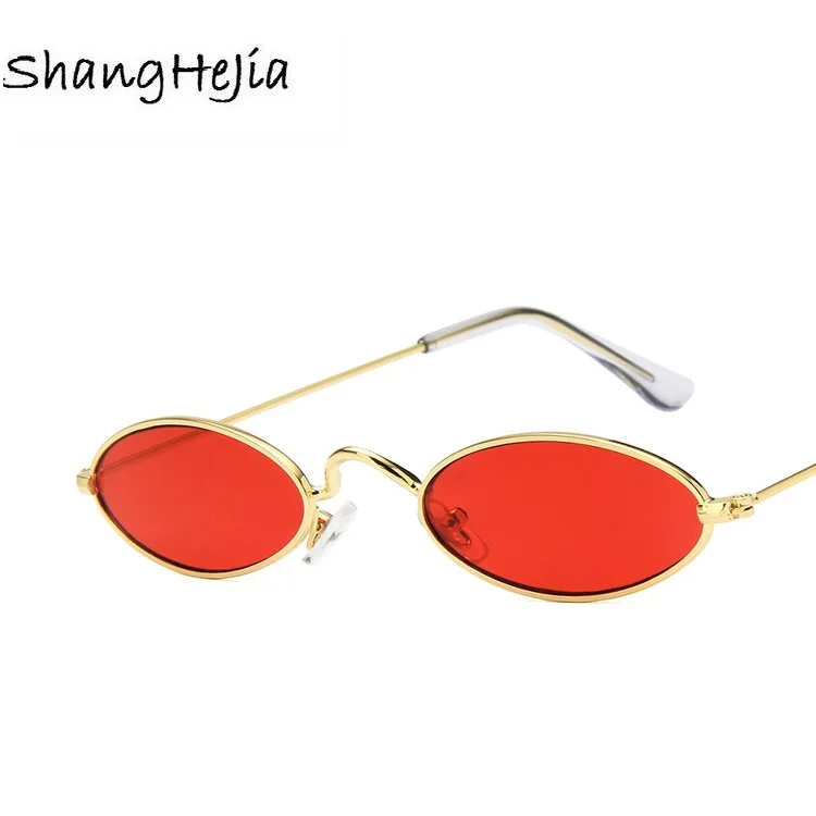 clearance sale small oval sunglasses for men male retro metal frame yellow red vintage small round sun glasses for women