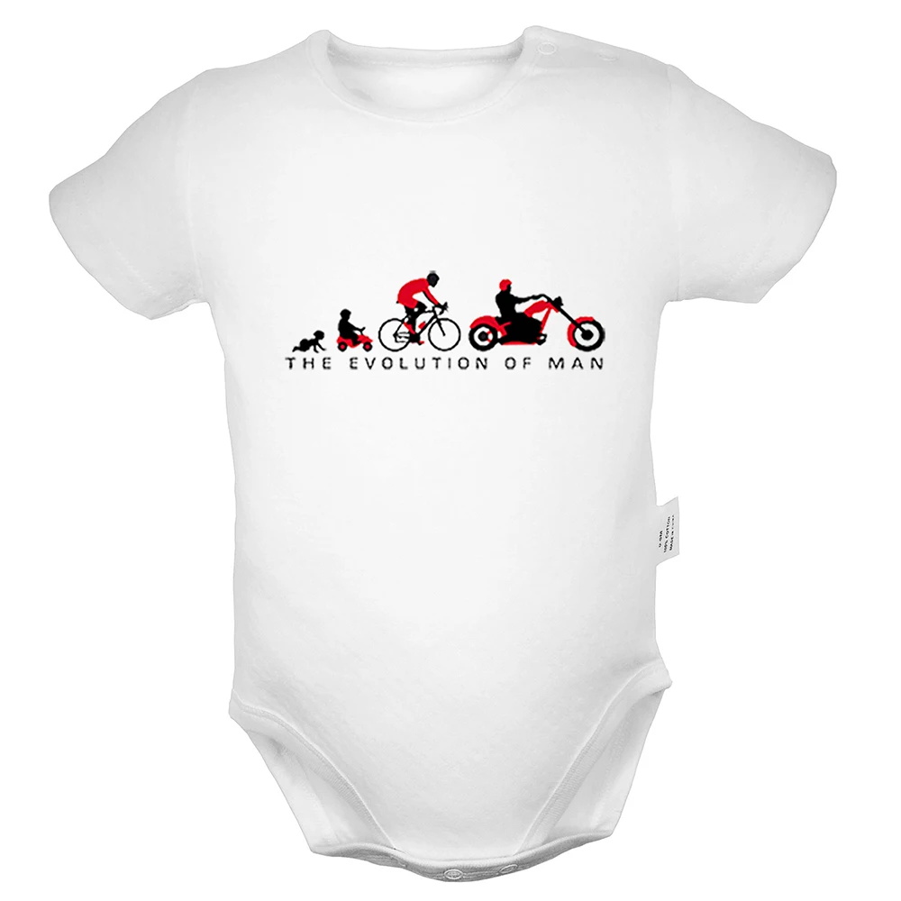 The Evolution of Man Biker Motorbike Bike Black Design Newborn Baby Boys Girls Outfits Jumpsuit Infant Bodysuit Clothes Sets