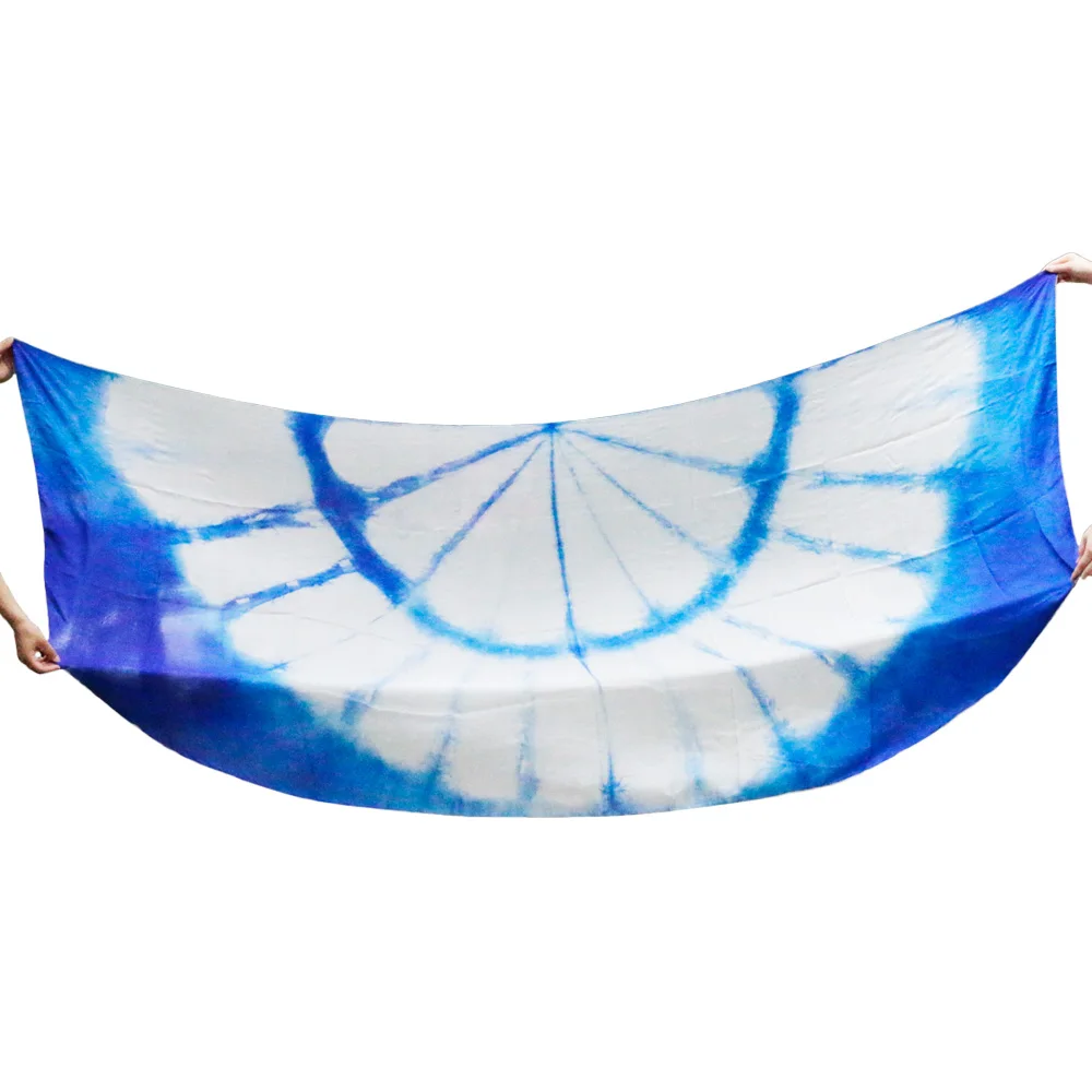 デザイン 100% リアルシルクベリーダンスベール、安いダンスベール、半円ベール卸売 250*114 センチメートルホワイトブルー