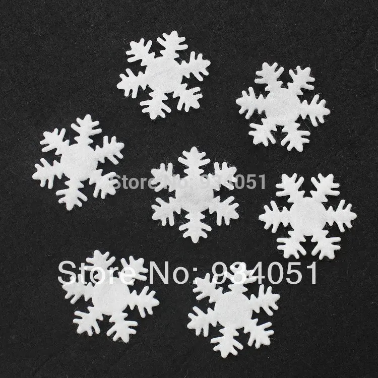 500pcs/lot BIG White Felt Snowflake Patch Non-Woven Fabric Applique Edelweiss 30mm Festival Decor, DIY Works Free Shipping