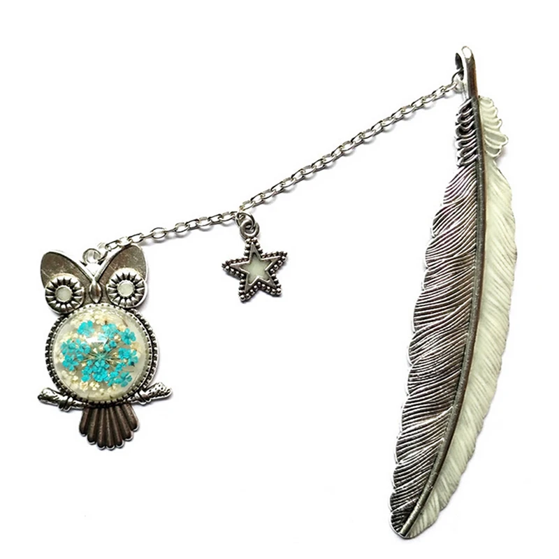 Picture 4: 10 Styles Luminous Owl Bookmark Label Read Maker Feather Bookmark Office Accessories Cute Glow In The Dark Bookmarks