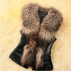 Fall Female Sleeveless Short Fake Fur Vest Women Elegant 2024 Leisure Black Faux Fur Vest Coat