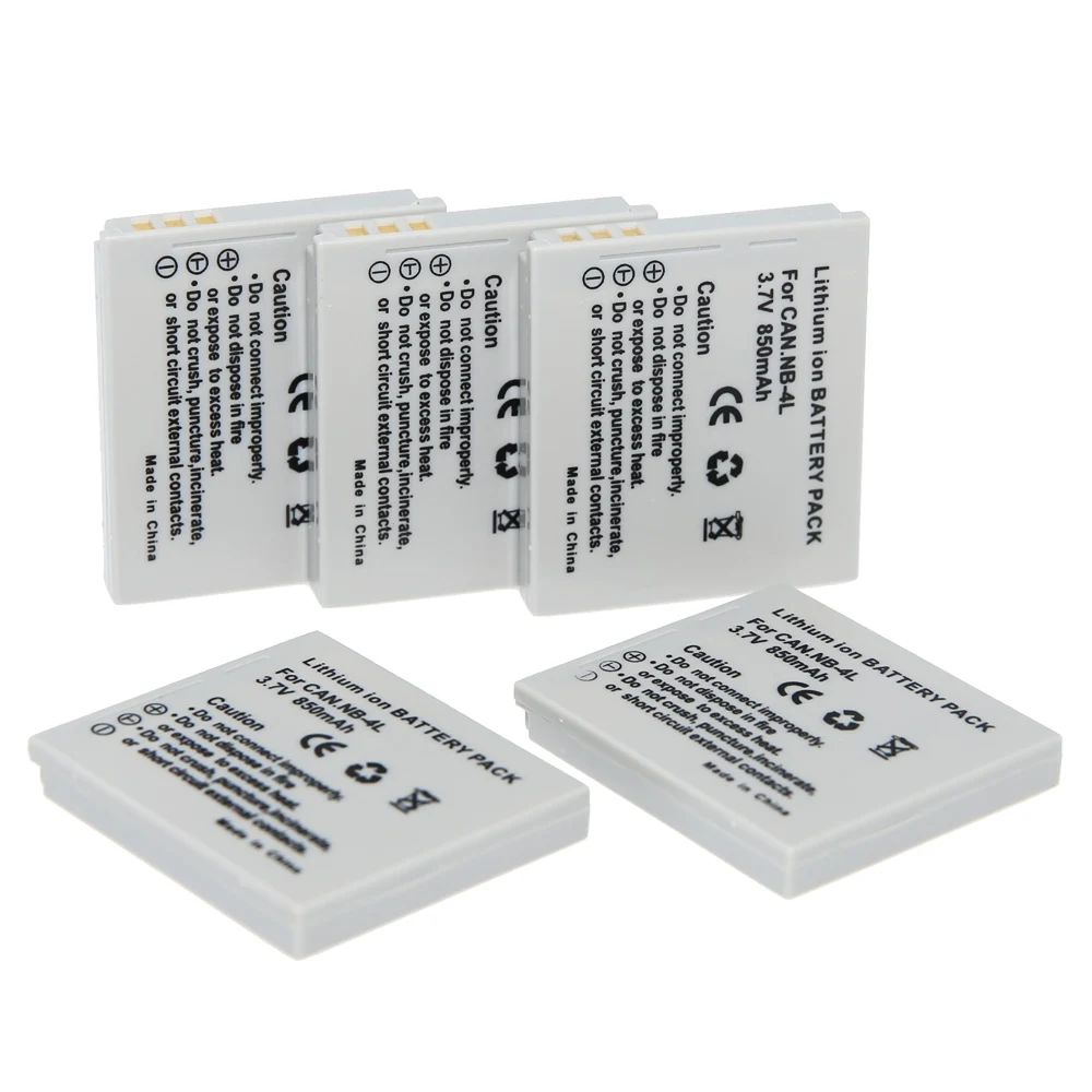 5 шт./лот NB-4L NB4L NB 4L аккумулятор для Canon IXUS 50 55 60 65 80 75 100 I20 110 115 120 130 IS 117 220 225 230 255 HS SD780 SD960