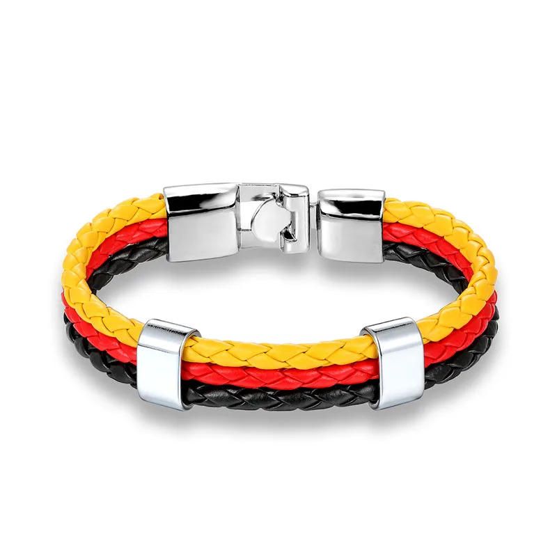 MKENDN High Quality Country Spain Flag Leather Bracelet Men Women Easy-hook Bracelets & Bangles Male Female Jewelry Pulseras