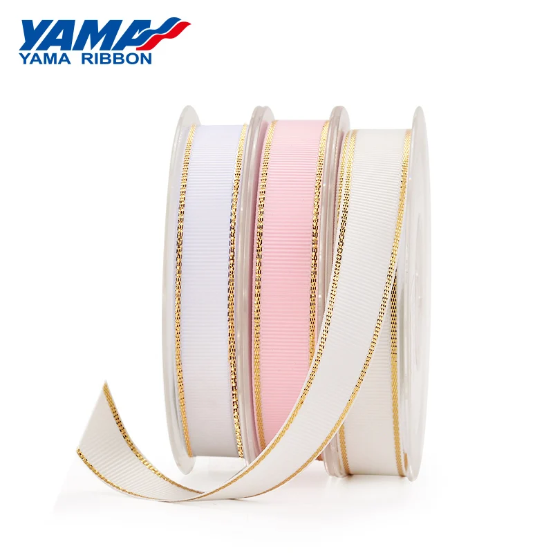 YAMA Gold Metallic Edge Grosgrain Ribbon 6mm 9mm 16mm 25mm 38mm Wide Price 100yards Diy Gift Packing Decoration Wedding Crafts