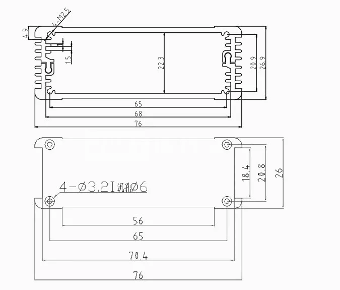 الضميمة PCB الألومنيوم صندوق وصلات ، جدار جبل صندوق المعدات ، الألومنيوم النتوء الضميمة ، 26*76*100 مللي متر ، 10 قطعة