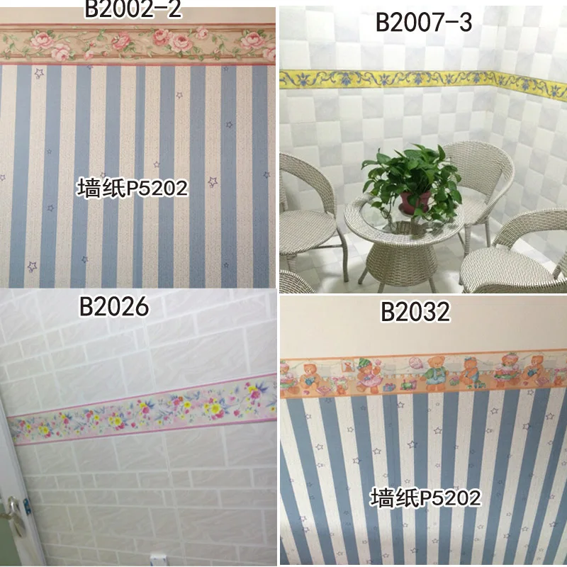 10Meters Kid Room Baseboard Wallpaper Kitchen Bathroom Waterproof Waist Line Tile Stickers Self-Adhesive Cartoon Wall Decoration