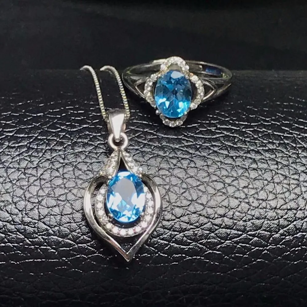 

Popular style, special sale, 925 silver, natural Hetian topaz set, ring necklace