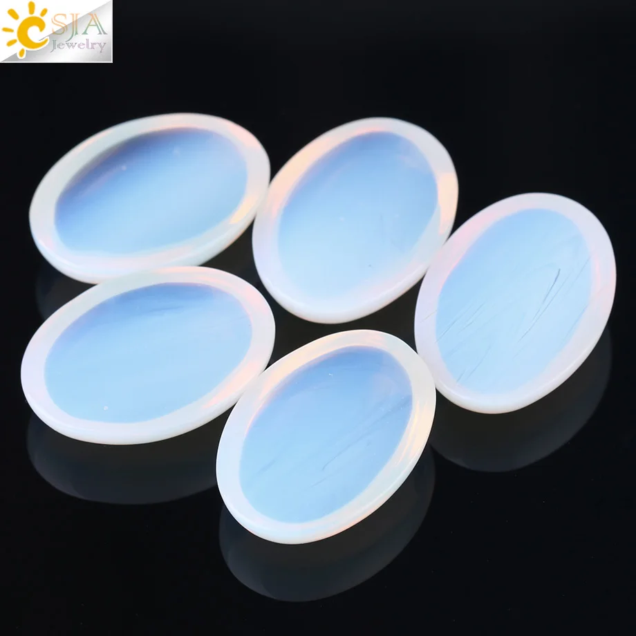 CSJA No Hole Opal Beads Dome Oval Flat Back 13x18mm 30x40mm Loose Gem Stone Jewelry Findings Fit DIY Handmade Ring Fittings F523