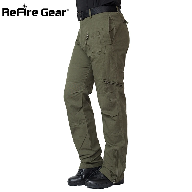 ReFire Gear 101th Airborne Army Cargo Pants Men Cotton Tactical Miliatry Pants Casual Pockets US Forces Field Combat Trousers