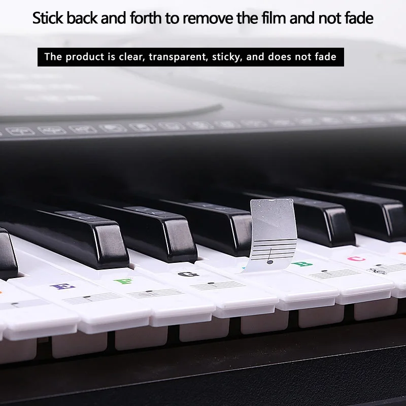 Transparent Piano Keyboard Sticker 54/61 Key Electronic Keyboard Piano Sticker 88 Key Piano Stave Note Sticker for White Keys