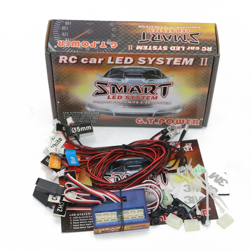 GT power RC Car lighting 12 LED Intelligent controllable linkage model lights 2 PPM FM FS 2.4G kit BRAKE + HEADLIGHT + SIGNAL