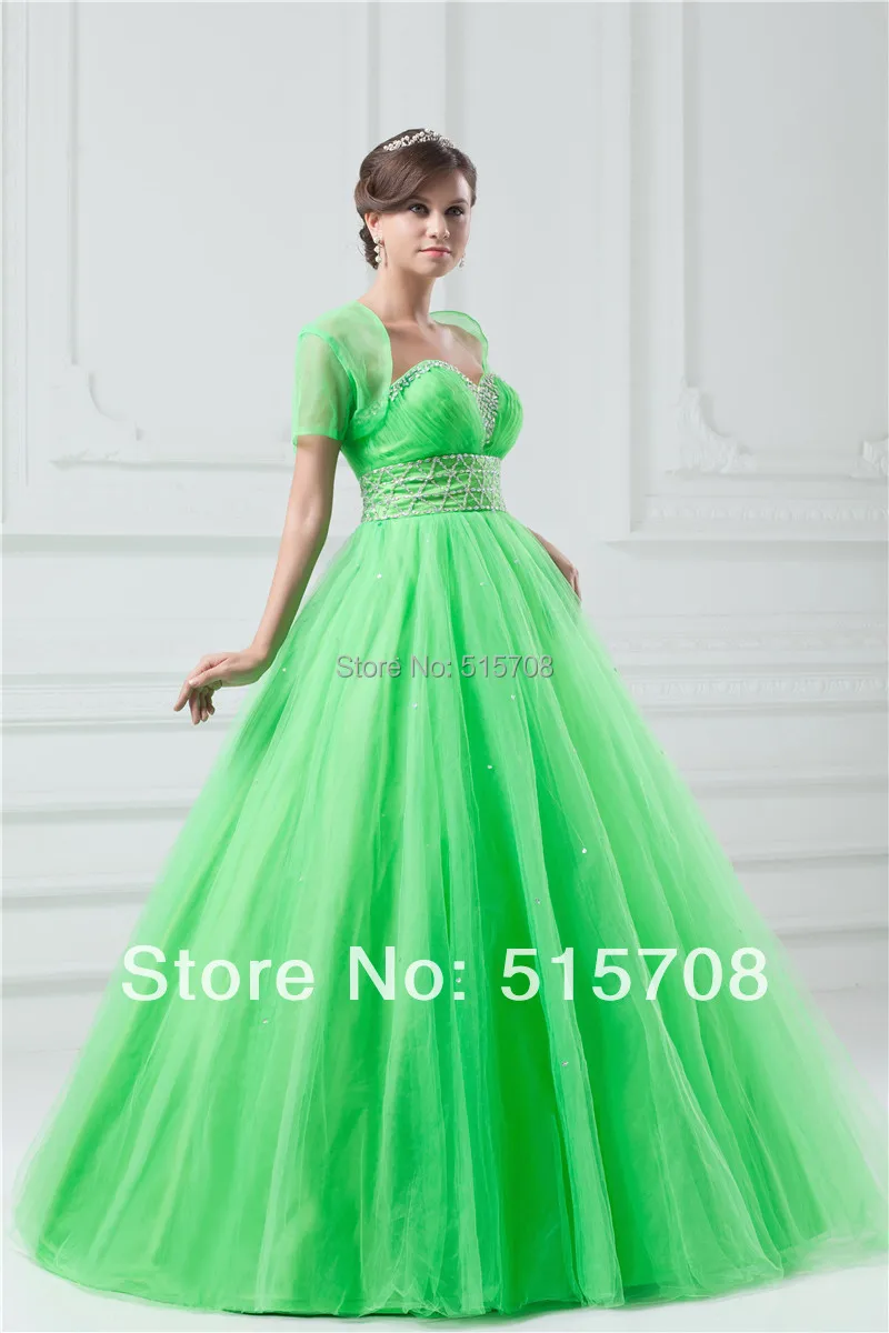 Custom Make Ball Gown Sweetheart Beads Formal Prom Gowns Floor Length Quinceanera Dresses Pageant Gowns Free Jacket Cheap