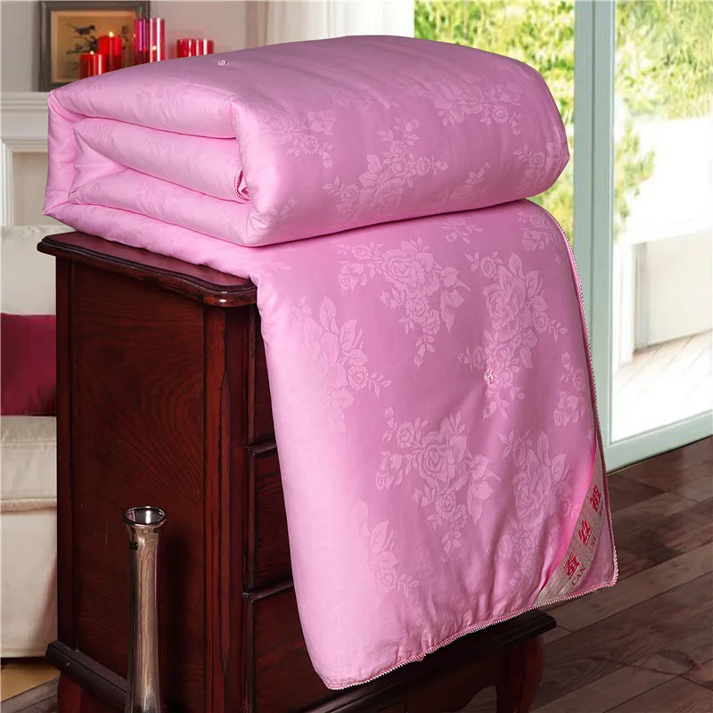 Exquisite Handmade Silk Comforter Natural 100%Silk Filler Quilt Winter Silk Blankets Satin Jacquard Cotton Cover Accept Custom