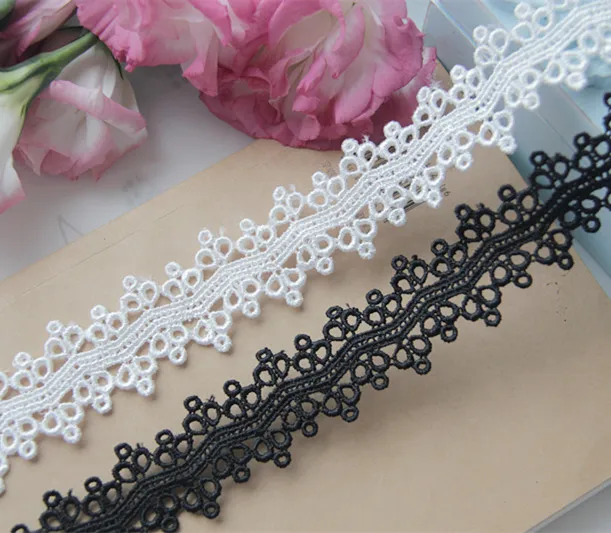 

10 yard 3cm 1.18" wide black/ivory water soluble tapes lace trim ribbon ML25L96