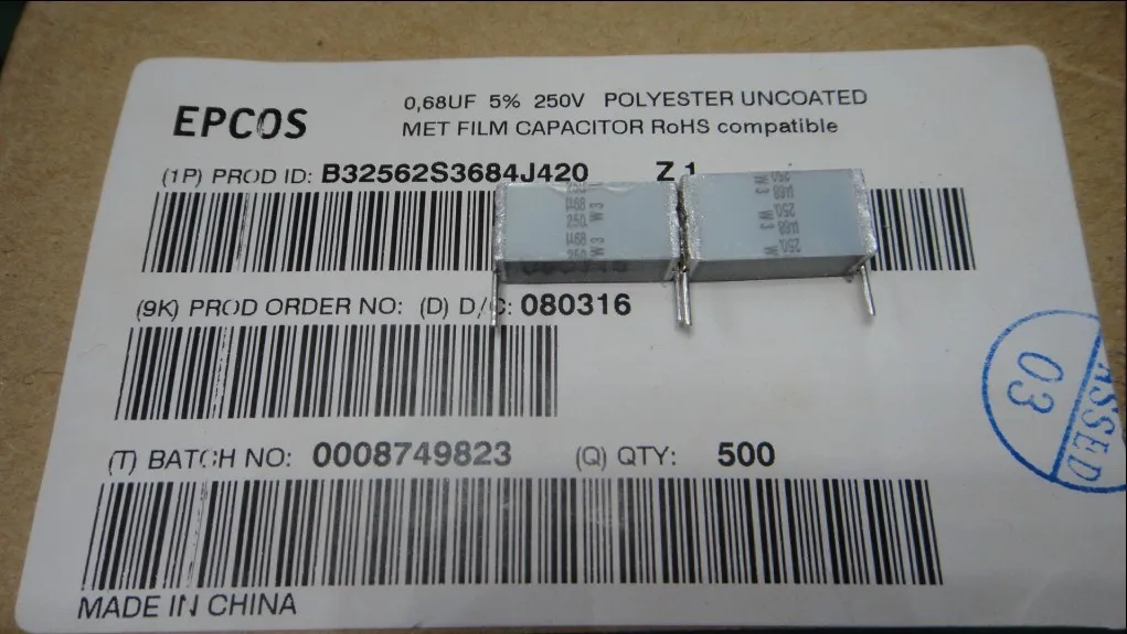 

2019 горячая распродажа 20 шт./50 шт. EPCOS 0,68 мкФ/250 В 680nf u68 684 новый торт Melaleuca емкость B32562S3684J Бесплатная доставка