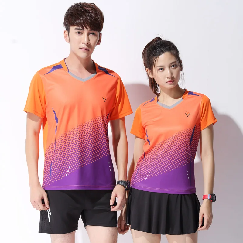 Conjunto de camisetas de tenis de mesa para hombre y mujer, traje de entrenamiento de bádminton, jersey y pantalones cortos, ropa para correr de manga corta, estilo vacío