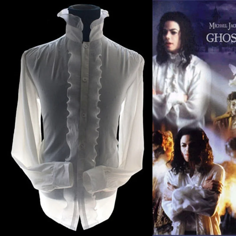 MJ Michael Jackson The Ghost White Reyon Poplin Classic Rayon White Royal England Retro Shirt skeletons for fans Show