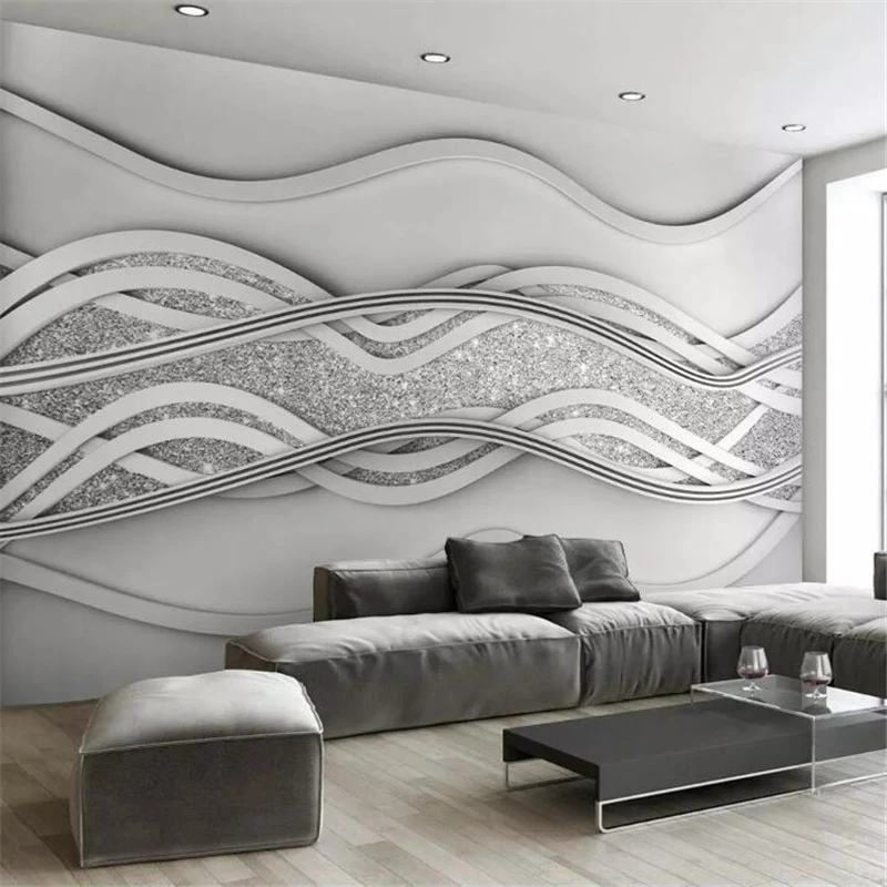 wellyu  papel de parede 3D   Custom wallpaper   3d stylish line pearly modern TV background wall   wall papers home decor