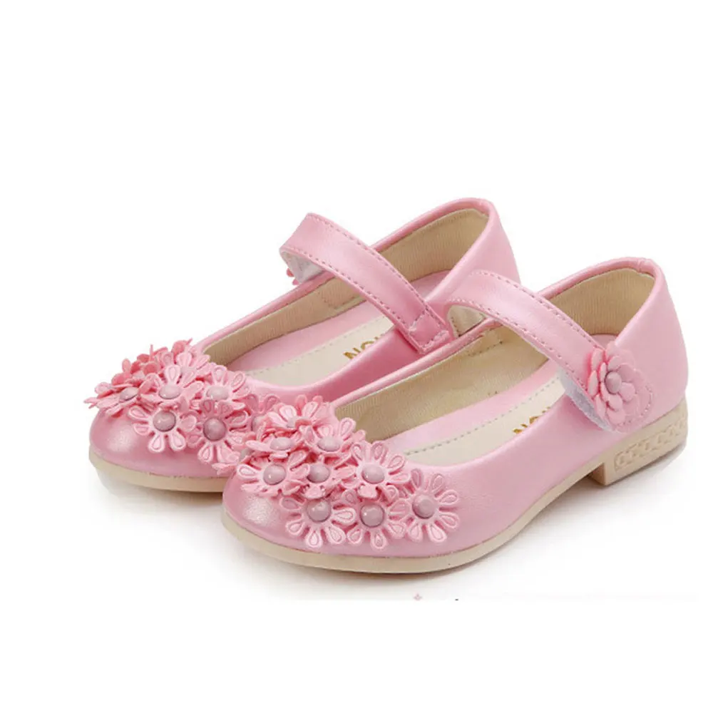 Pattini delle ragazze Pattini Della Principessa Per I Bambini Della Ragazza Dei Bambini di Modo Floreale PU Scarpe Da Ginnastica Con Fiori Bianco Blu Rosa