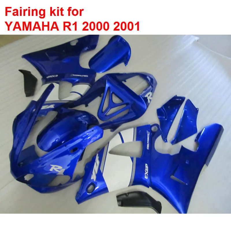 ABS plastic fairings for Yamaha YZFR1 2000 2001 blue white bodywork parts fairings set YZF R1 00 01 BA56