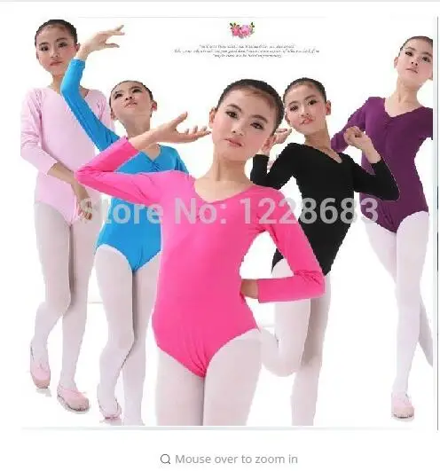 

Бесплатная доставка, скидка, 5-цветные гимнастические купальники с длинными рукавами, танцевальный балетный купальник для женщин и взрослых