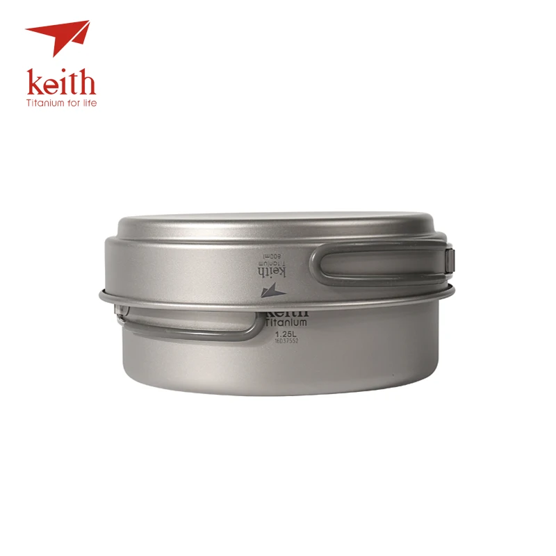 

Keith Titanium Cookware Foldable Cookware Outdoor Camping Bowls Camping Pot Sets Cooking Pot 1.25L+ Frying Pan 800ml Ti6017